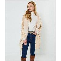 Joe Browns Embroidered Paisley Wrap With Fur - Beige