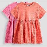 The Very Collection Girls Embroidery Textured Jersey Dress - Multi