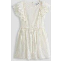 The Very Collection Girls Frill Sleeve Dress - White