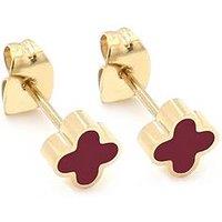Say It With Plum Crystal Clover Earrings - Yellow Gold