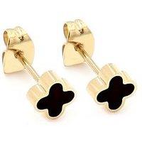 Say It With Graphite Crystal Clover Earrings - Yellow Gold