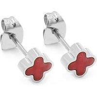 Say It With Cherry Red Crystal Clover Earrings - Silver