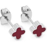 Say It With Plum Crystal Clover Earrings - Silver