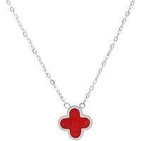 Say It With Cherry Red Crystal Clover Necklace - Silver