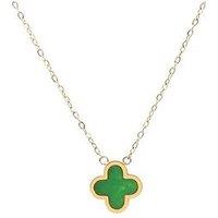 Say It With Green Crystal Clover Necklace - Yellow Gold