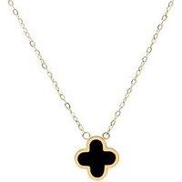 Say It With Graphite Crystal Clover Necklace - Yellow Gold