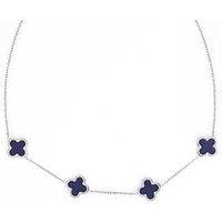 Say It With Blue Clover Choker Necklace - Silver