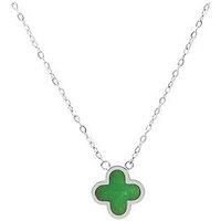 Say It With Green Crystal Clover Necklace - Silver