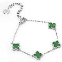 Say It With Green Crystal Clover Bracelet - Silver