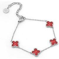 Say It With Cherry Red Crystal Clover Bracelet - Silver