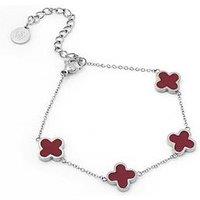Say It With Plum Crystal Clover Bracelet - Silver