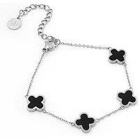 Say It With Graphite Crystal Clover Bracelet - Silver