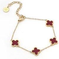 Say It With Plum Crystal Clover Bracelet - Yellow Gold