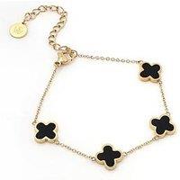 Say It With Graphite Crystal Clover Bracelet - Yellow Gold