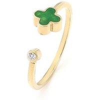 Say It With Green Crystal Clover Ring - Yellow Gold