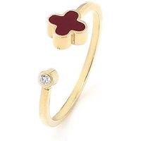 Say It With Plum Crystal Clover Ring - Yellow Gold