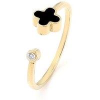 Say It With Graphite Crystal Clover Ring - Yellow Gold