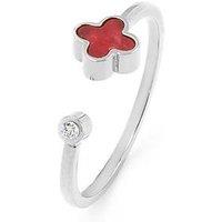 Say It With Cherry Red Crystal Clover Ring - Silver