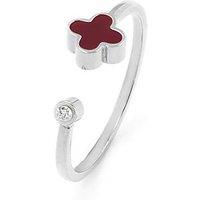 Say It With Plum Crystal Clover Ring - Silver