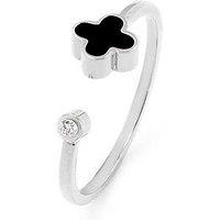 Say It With Graphite Crystal Clover Ring - Silver