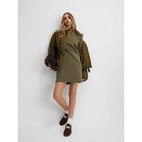 River Island Long Sleeve Plain Sweat Dress - Khaki