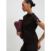 River Island Short Sleeve Interlock Top - Brown