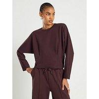 River Island Long Sleeve Premium Neo Batwing Sweat - Brown