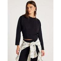 River Island Long Sleeve Premium Neo Batwing Sweat - Black