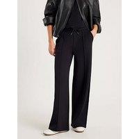 River Island Premium Neo Wideleg Pintuck Jog - Black