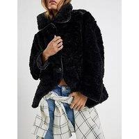 River Island Teddy Swing Coat - Black