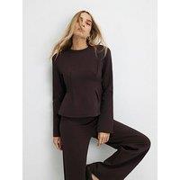 River Island Long Sleeve Corset Detail Top - Brown