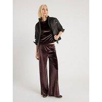 River Island Velvet Wide Leg Joggers - Brown