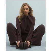 River Island Long Sleeve Scarf Tie Neck Cosy Top - Brown