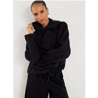 River Island Long Sleeve Premium Neoprene Hoodie - Black