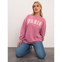 Yours Curve Paris Sweatshirt - Pink