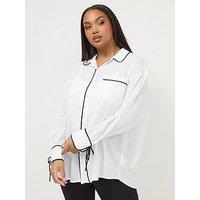 Yours Curve Contrast Seam Swiss Blouse - White