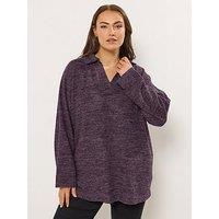 Yours Curve Collared Jumper - Purple