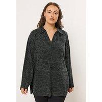 Yours Curve Collared Jumper - Grey