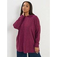 Yours Curve Basic Long Sleeve T-Shirt - Pink