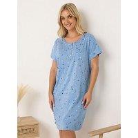 Yours Curve Sparkle Bows Placket Nightdress - Blue