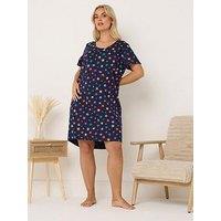 Yours Curve Multi Star Dipped Back Nightdress - Blue