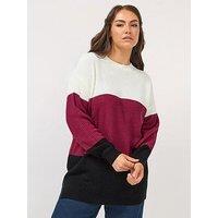 Yours Curve Colour Block Jumper - Red