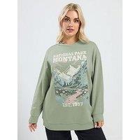 Yours Curve Montana Sweatshirt - Green