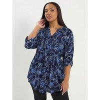 Yours Curve Pintuck Blouse - Blue