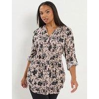 Yours Curve Pintuck Blouse - Natural