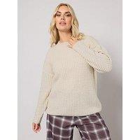 Yours Curve Waffle Knit Jumper - Ivory