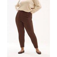 Yours Curve Scuba Tapered Trouser - Brown