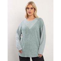 Yours Curve Ribbed Jumper - Green