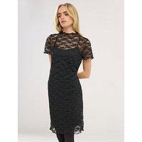 Pixiegirl Petite Lace Short Sleeve Dress - Black