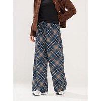 Pixiegirl Petite Check Wide Leg Trouser - Blue